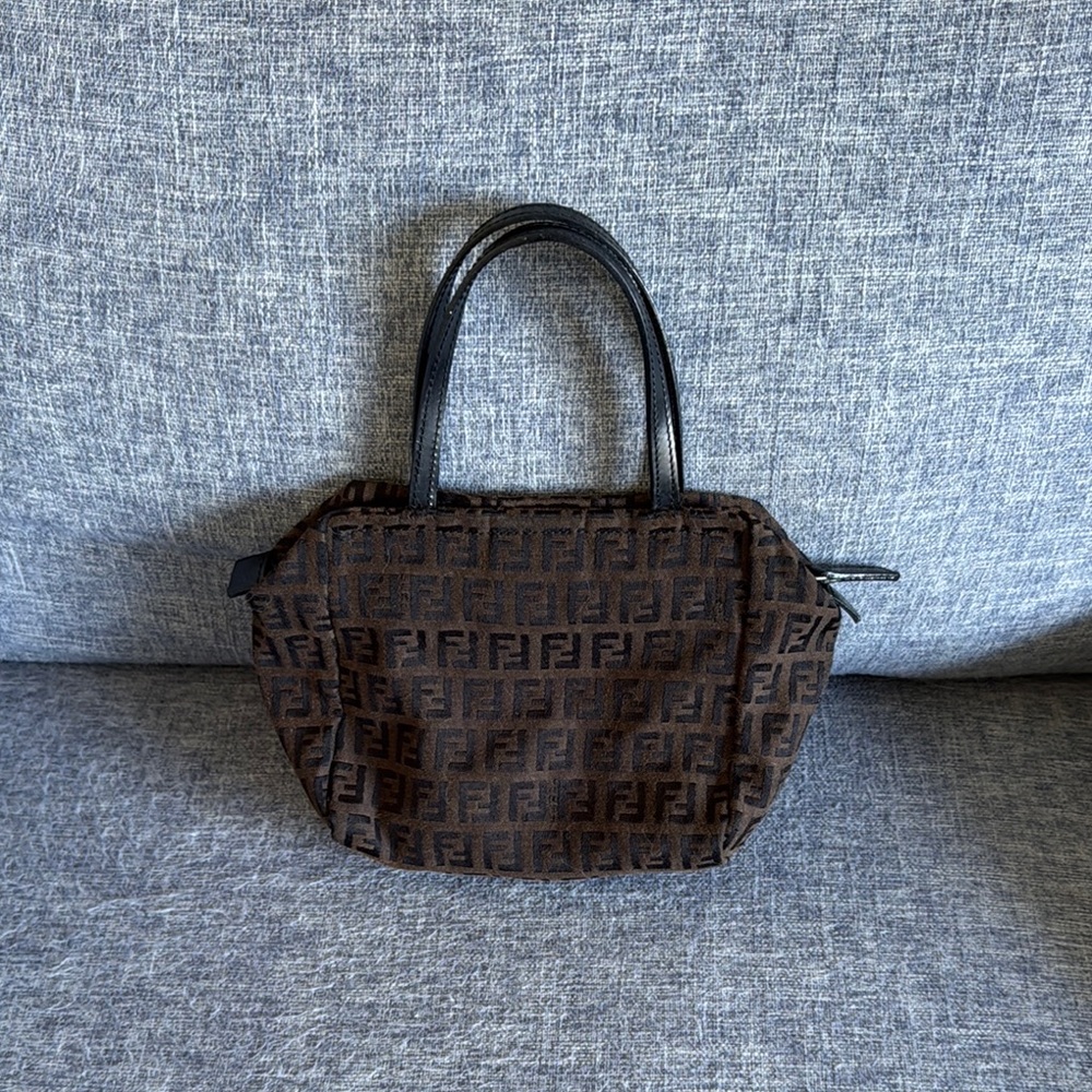 Fendi Brown Geometric hand lunchbox style Bag